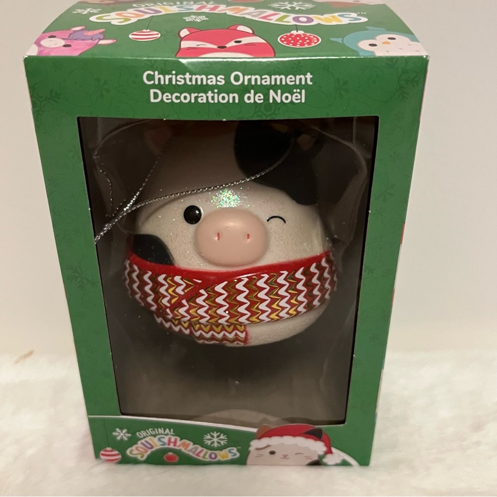 Squishmallow Ornament, Connor the Cow 🐮, Christmas 🎄⛄️, Red Scarf🧣, New